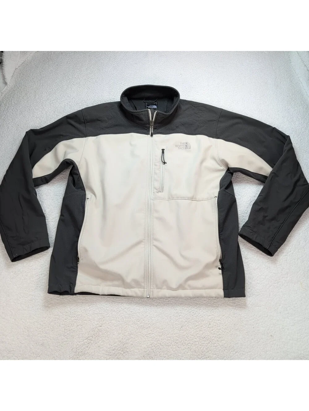 The North Face Apex Soft Shell Jacket Mens XL/TG Gray White Full Zip